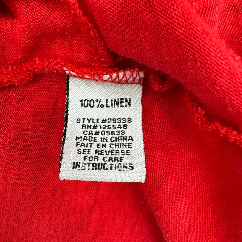 Habitat Top Shirt Blouse Size XL Red 100% Linen Stretch Pockets 3/4 Sleeves Boho - Picture 9 of 12